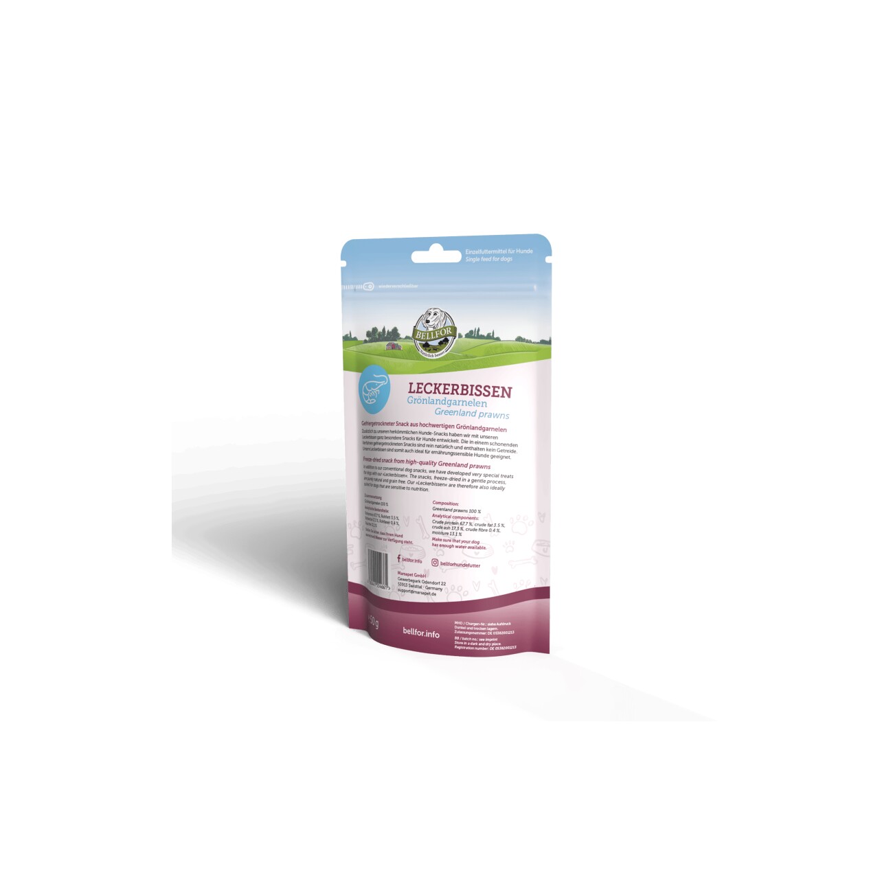 Bellfor Freeze-Snack für Hunde mit Grönlandgarnalen - 50 g