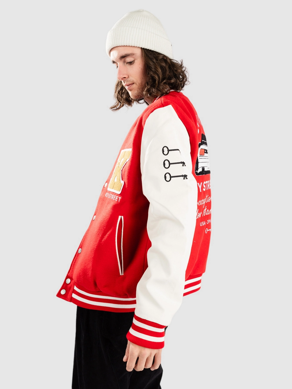Key Street Varsity Jacket red
