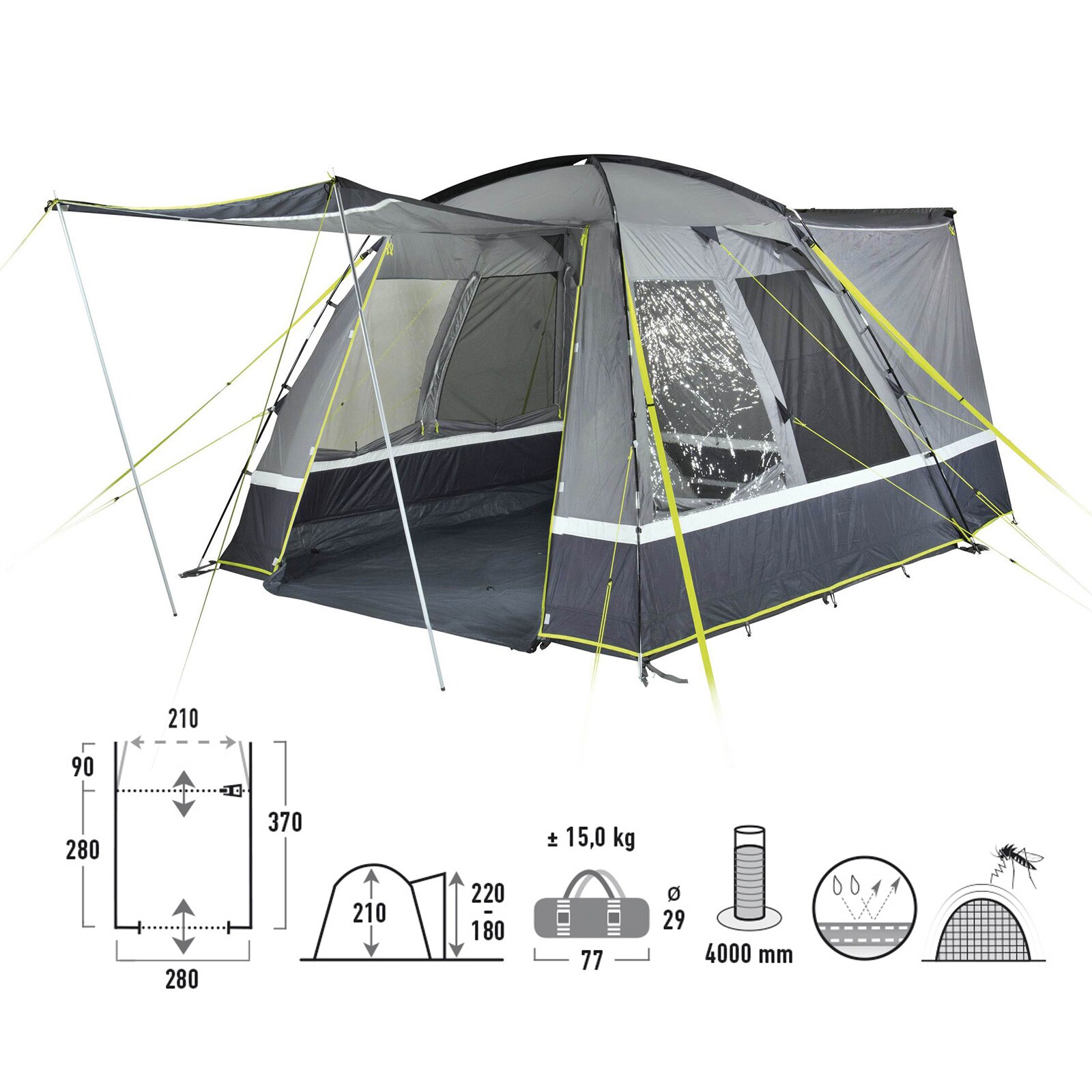 HIGH PEAK Buszelt Trentino 2.0 Van SUV VW Camping Zelt Vorzelt Busvorzelt 4000mm