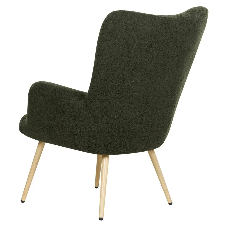 VEJLE II - Fauteuil met hocker - Donkergroen - Bouclé