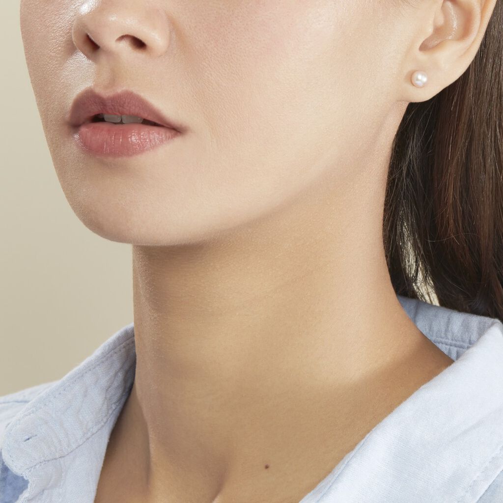 Boucles D'oreilles Puces Ursulina Or Jaune Perle De Culture