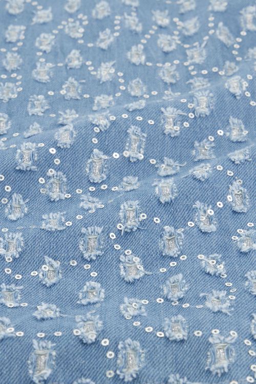 Blauwe denim top met pailletten