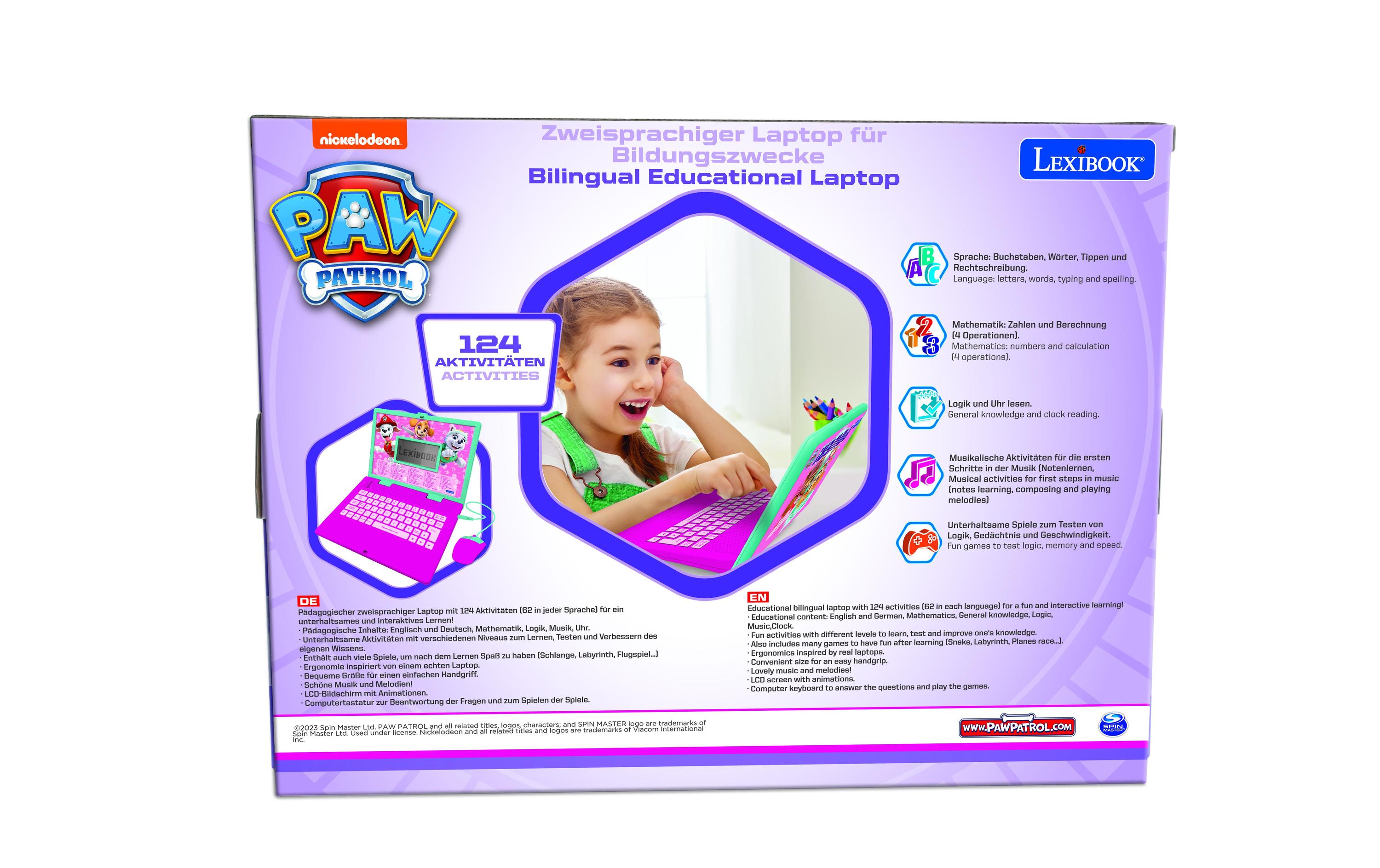 Lern-Laptop Paw Patrol Rosa DE/ ENZweisprachiger Laptop für Bildungszwecke