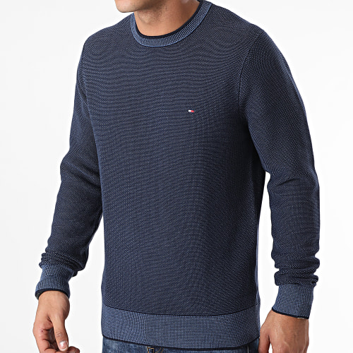 Sweat Crewneck 3 Tone Structure 9559 Bleu Marine Chiné