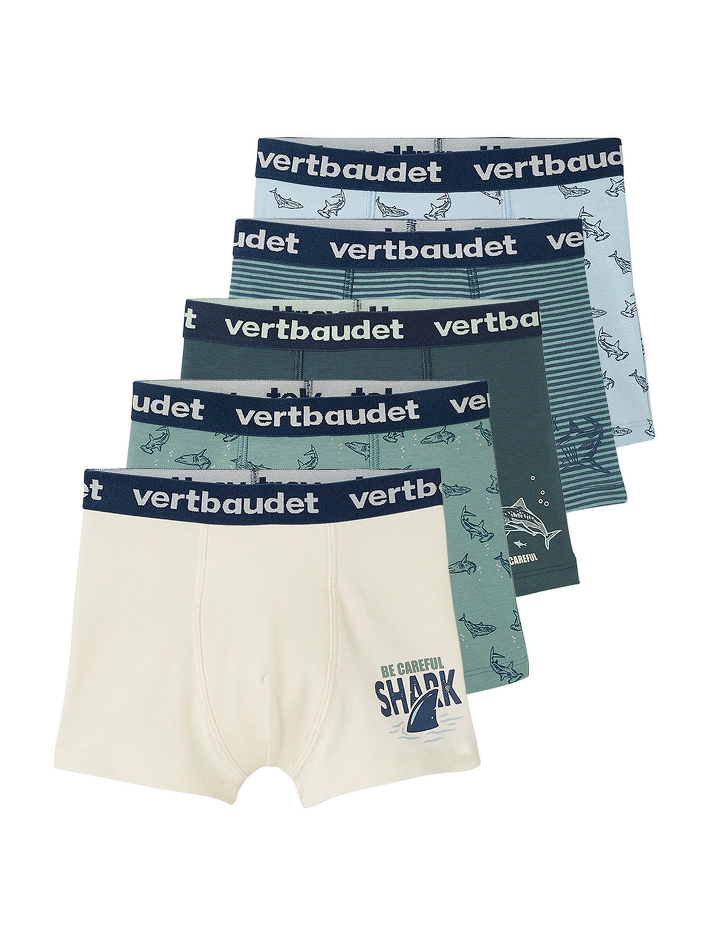 Vertbaudet 5er-Pack Jungen Boxershorts, Haie pack blau