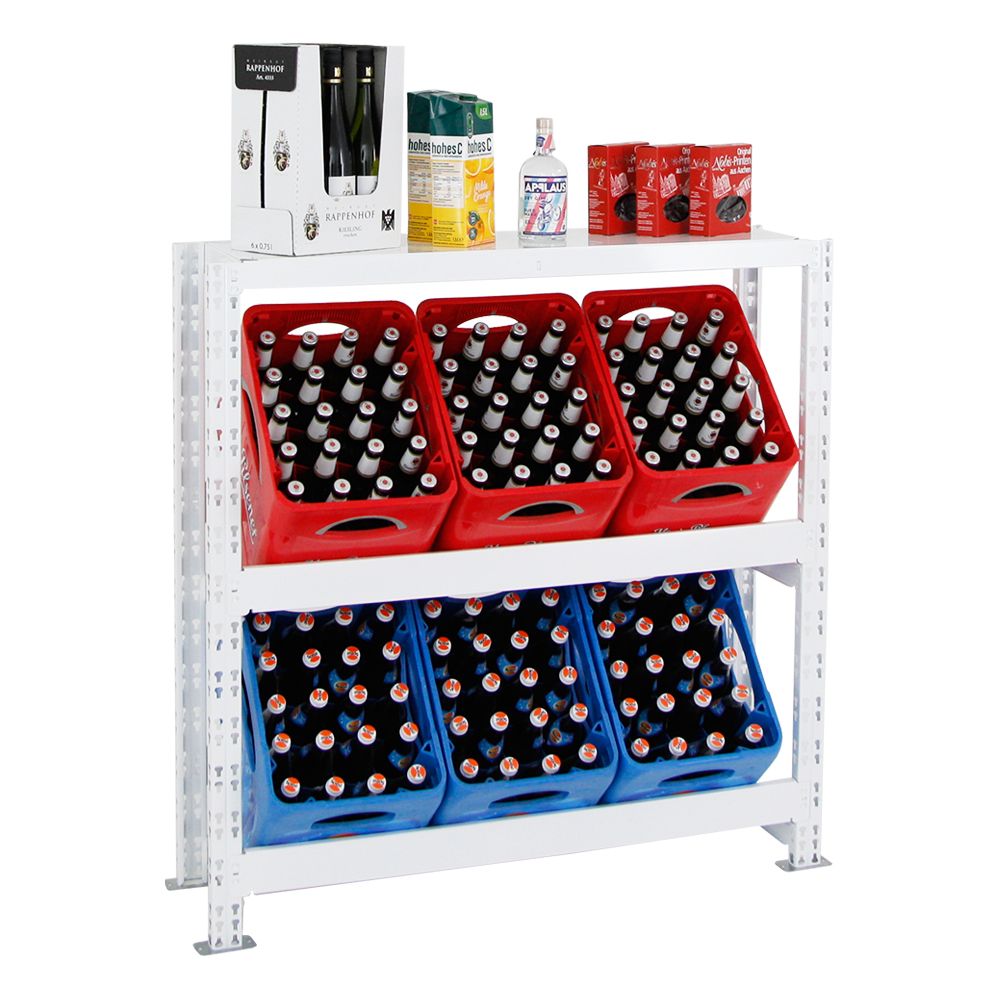 PROREGAL Drankkrattenrek Tegernsee XL HxBxD 110 x 110 x 30 cm 6 kratten + plank Wit