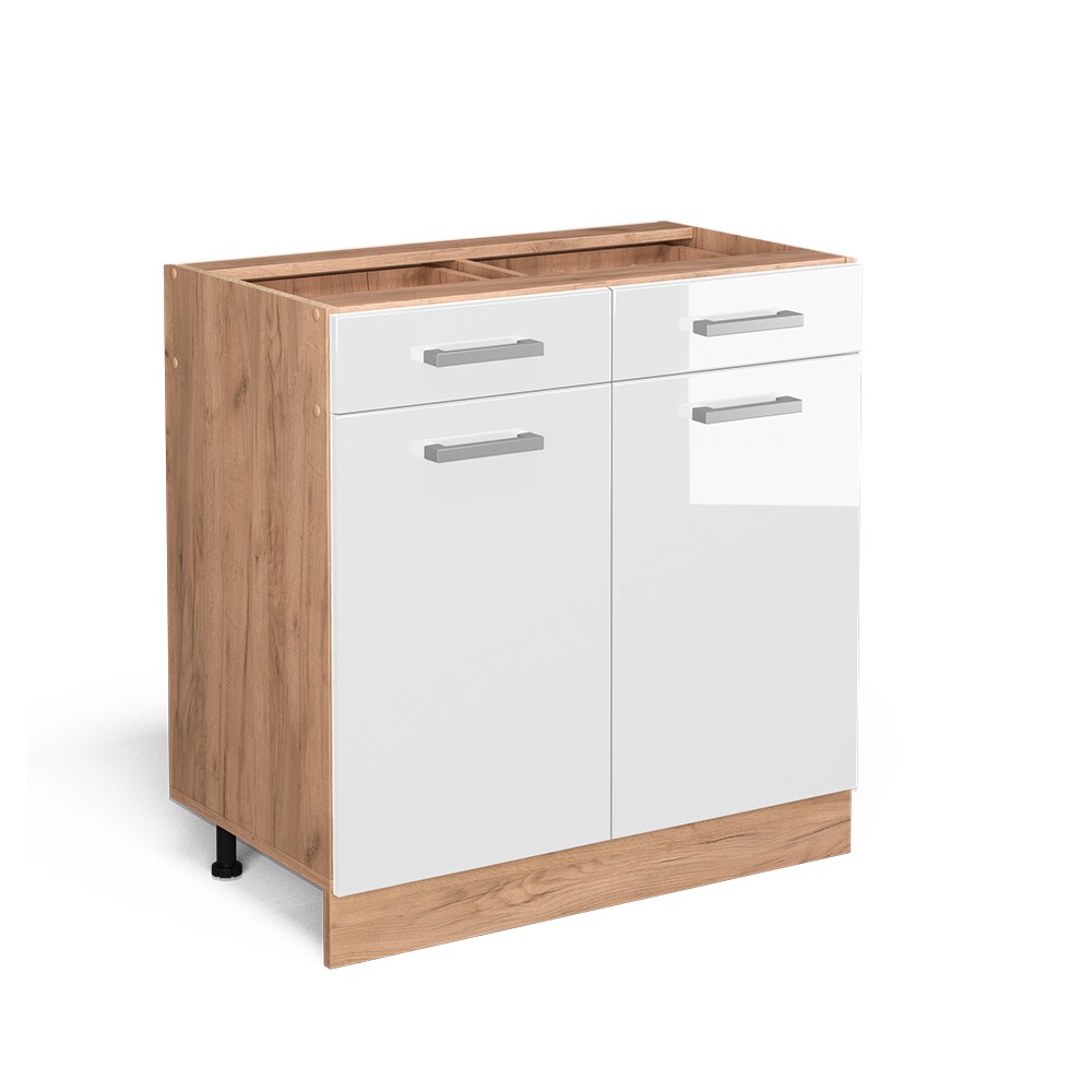 Vicco Schubunterschrank Küchenschrank Küchenzeile R-Line 80 cm Goldkraft Weiß
