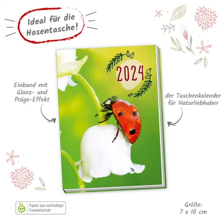Trötsch Taschenkalender Marienkäfer A7, 2024