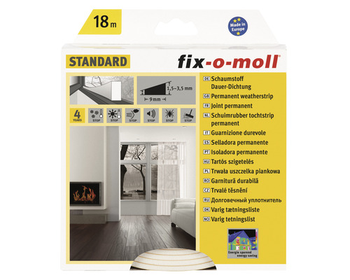 fix-o-moll permanente afdichting, zelfklevend, wit, 18 m x 9 x 4 mm