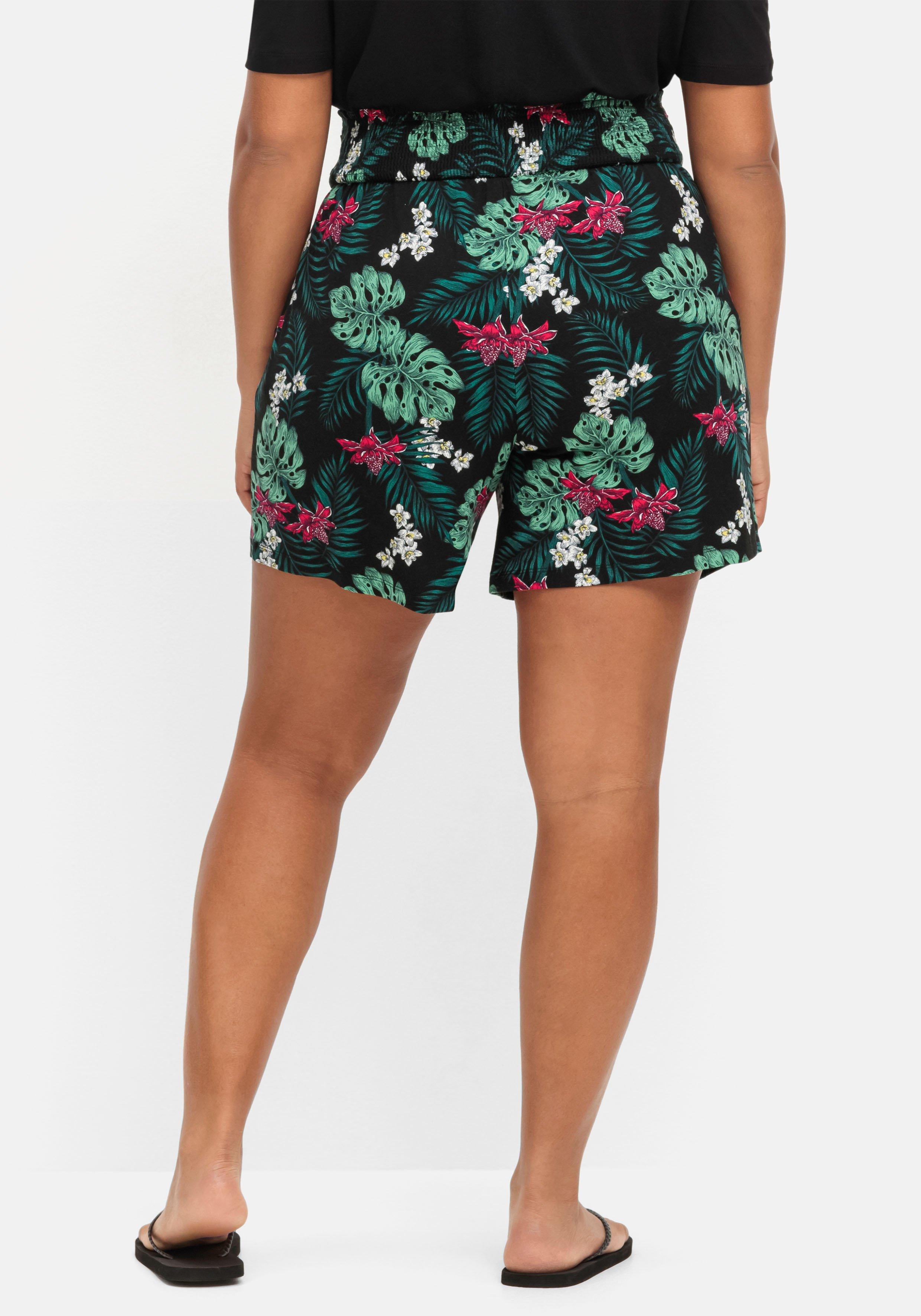 Strandshorts mit Smokbund und Bindeband