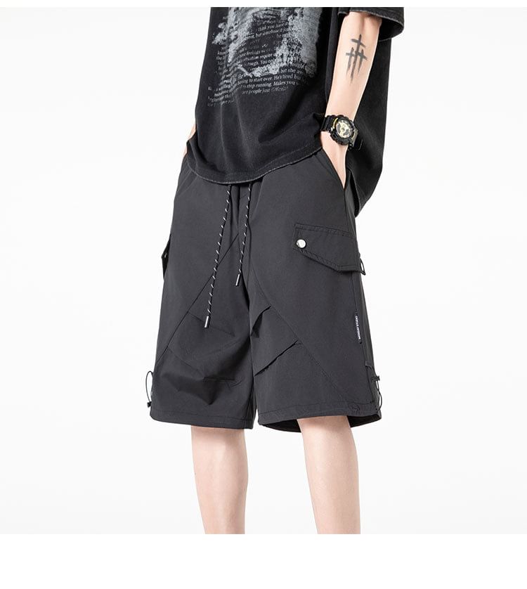 Cowpow - Mid Rise Plain Cargo Shorts