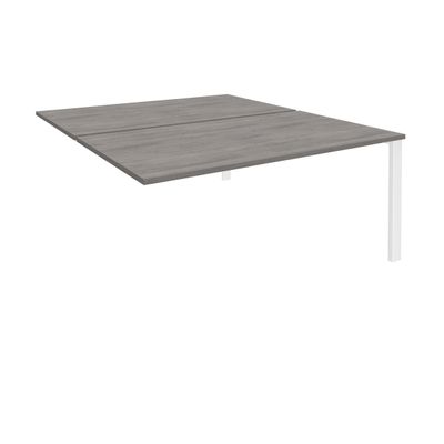 Bureau Bench IRIS - L140 cm - Plan suivant - Pieds blanc - plateau imitation Chêne gris