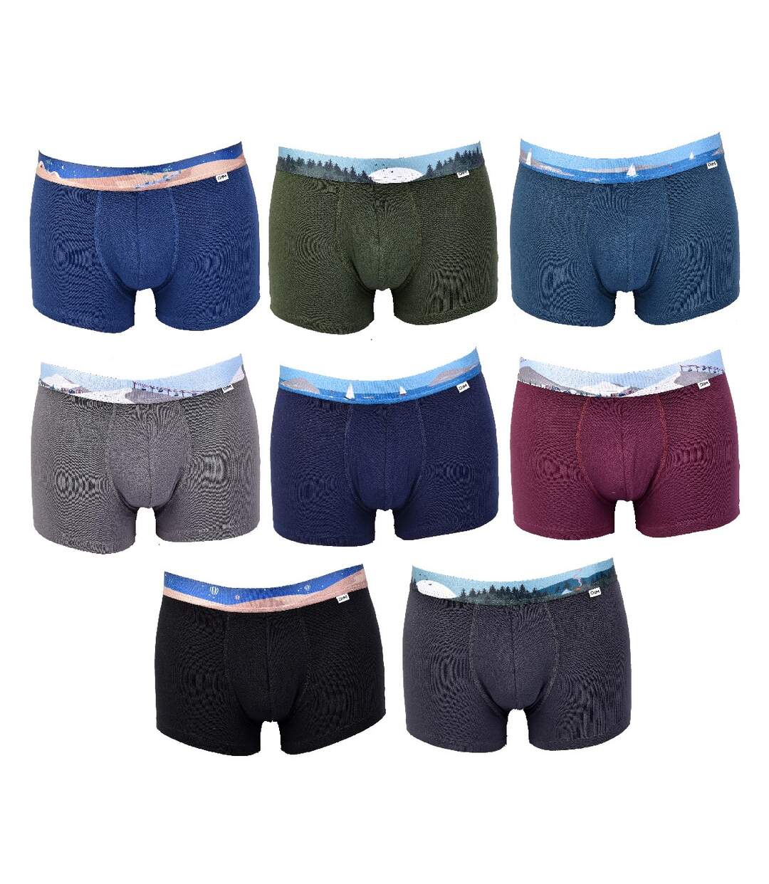 Boxer DIM Homme en coton stretch ultra Confort -Assortiment modèles photos selon arrivages- Pack de 3 Boxers Surprise Ceinture imprimée
