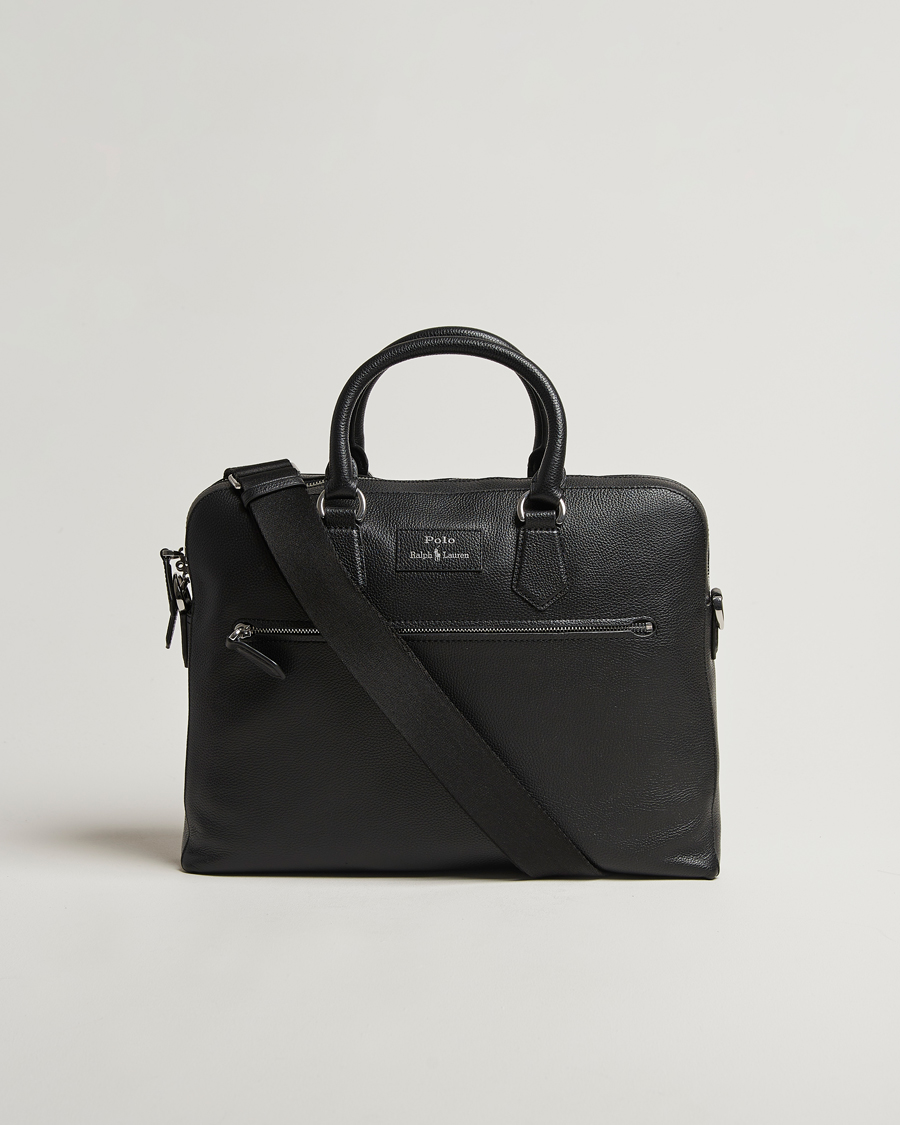 Polo Ralph Lauren Pebble Leather Messenger Bag Black