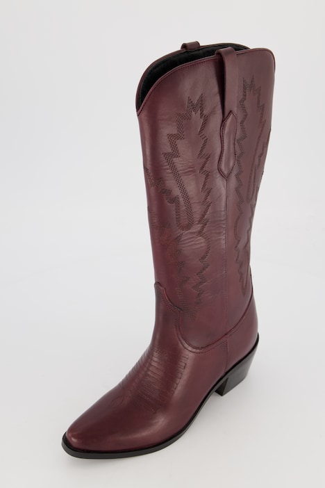 Leder-Cowboystiefel, XXL-Schaft, Westernstiefel, Stickerei, Weite H