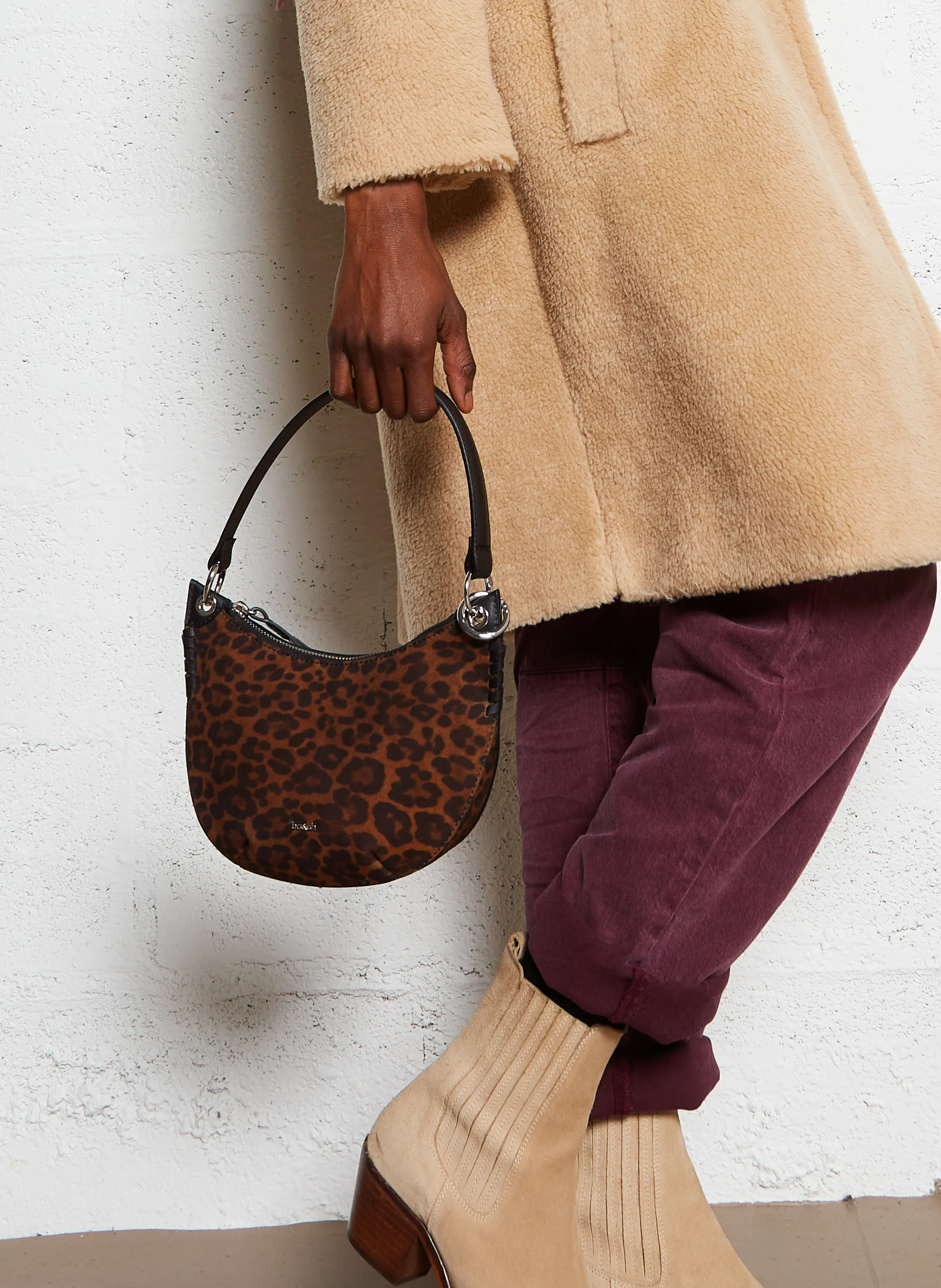 SWING - Sac à imprimé léopard en cuir | Marron