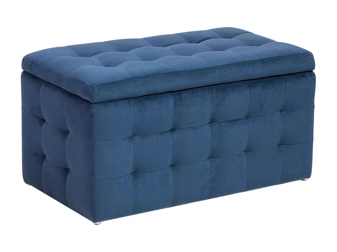 Pouf de rangement MICHIGAN Velours 72 cm 42 cm Bleu foncé