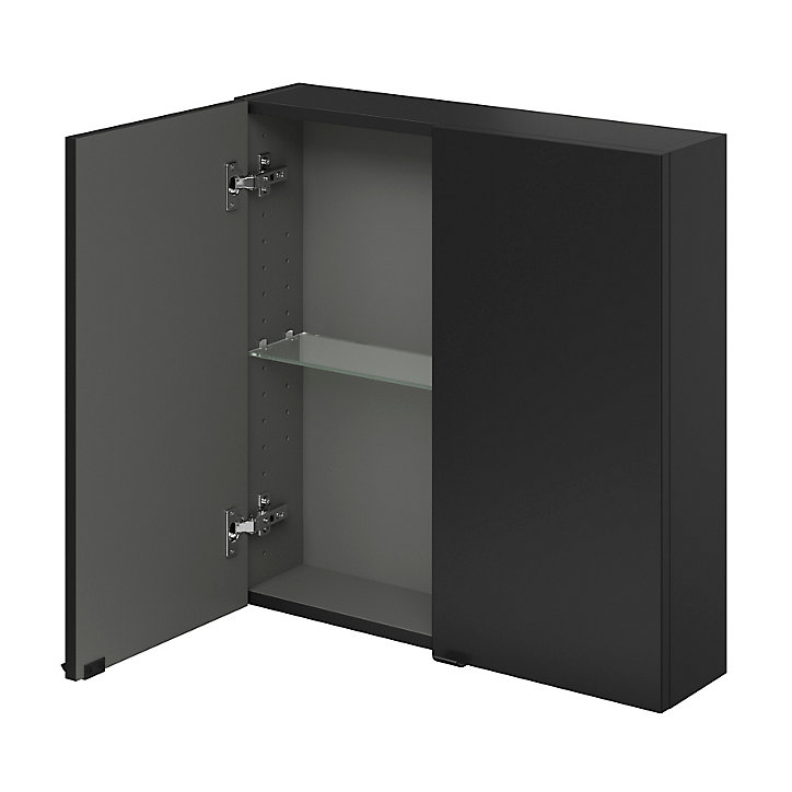 Armoire de salle de bains faible profondeur GoodHome Imandra noir mat L. 60 x H. 60 x P. 15 cm