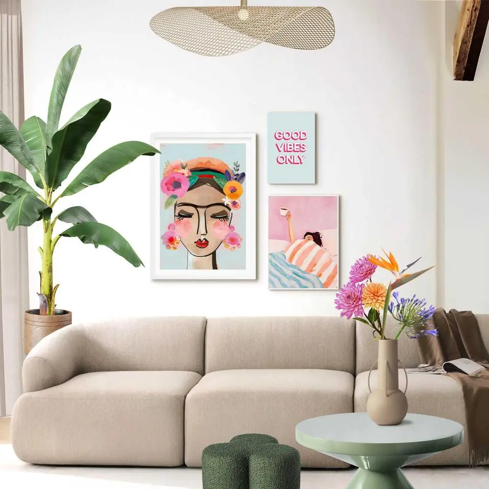 Set poster met lijst - Pastel sfeer