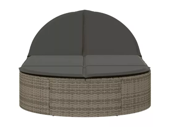 Chaise longue double avec coussins gris résine tressée