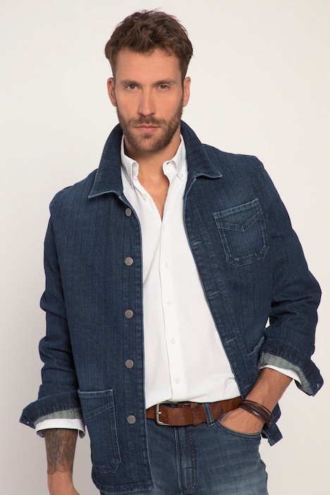 Overshirt, Denim, Jeans-Sakko, Reverskragen, Brusttasche