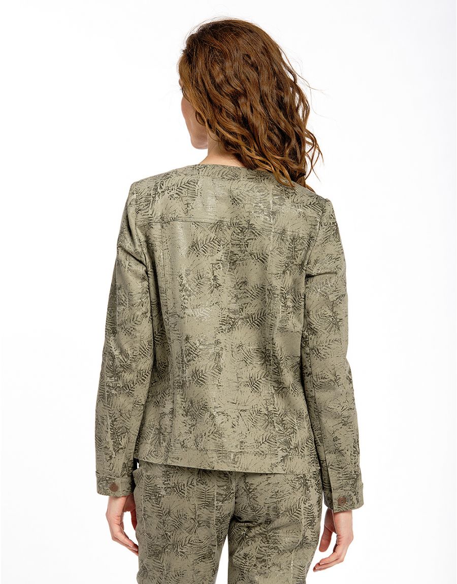 Veste jean imprimée kaki