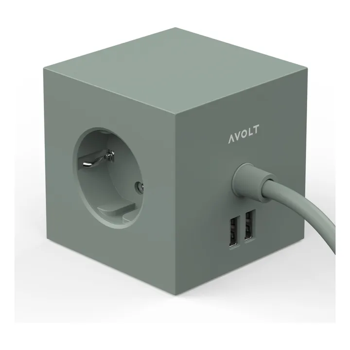 Avolt Rallonge Square 1 avec prise USB | Vert kaki