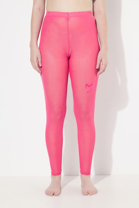 Mesh-Leggings, Herz, Flockdruck