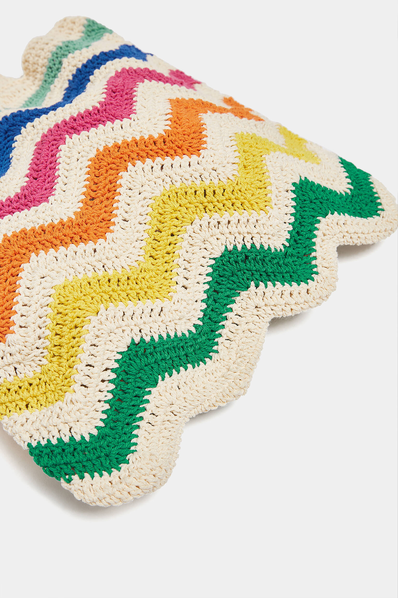 Bolsa de compras listrada de crochê - multicolorida