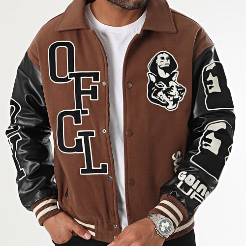 Veste Teddy Marron Noir