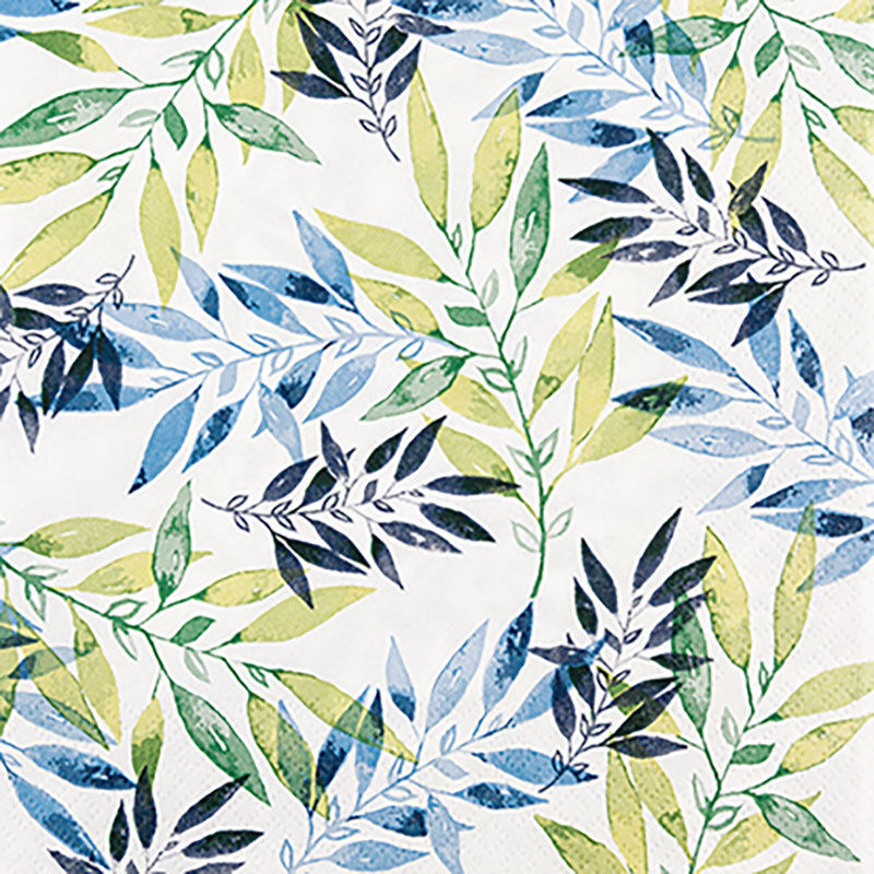 Cocktail-Servietten Watercolour Leafs green