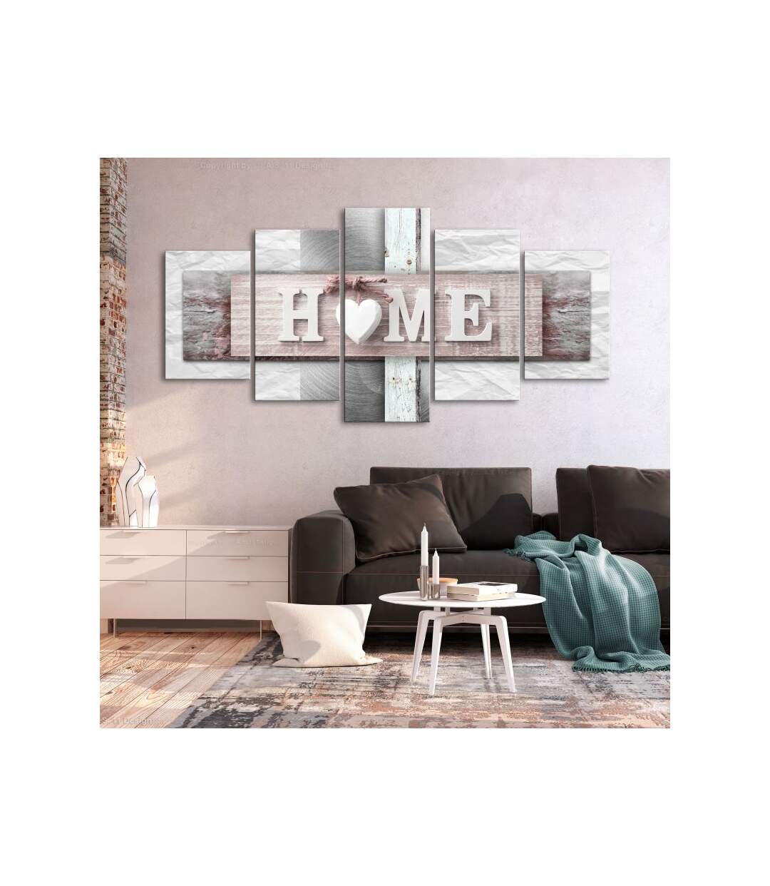 Paris Prix - Tableau Imprimé home : Eclecticism 5 Panneaux Wide 100x225cm