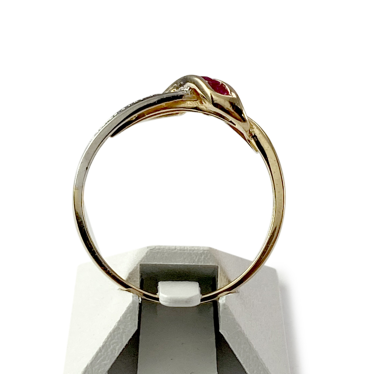 Bague d'occasion or 750 jaune et rhodié diamant rubis