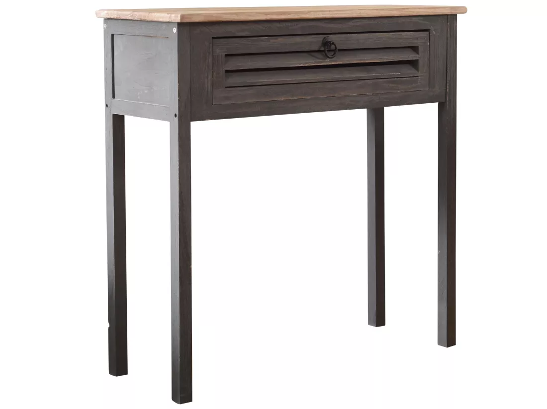 Table Bureau Console 1 Tiroir Bois Gris Shabby 75x75x30,5
