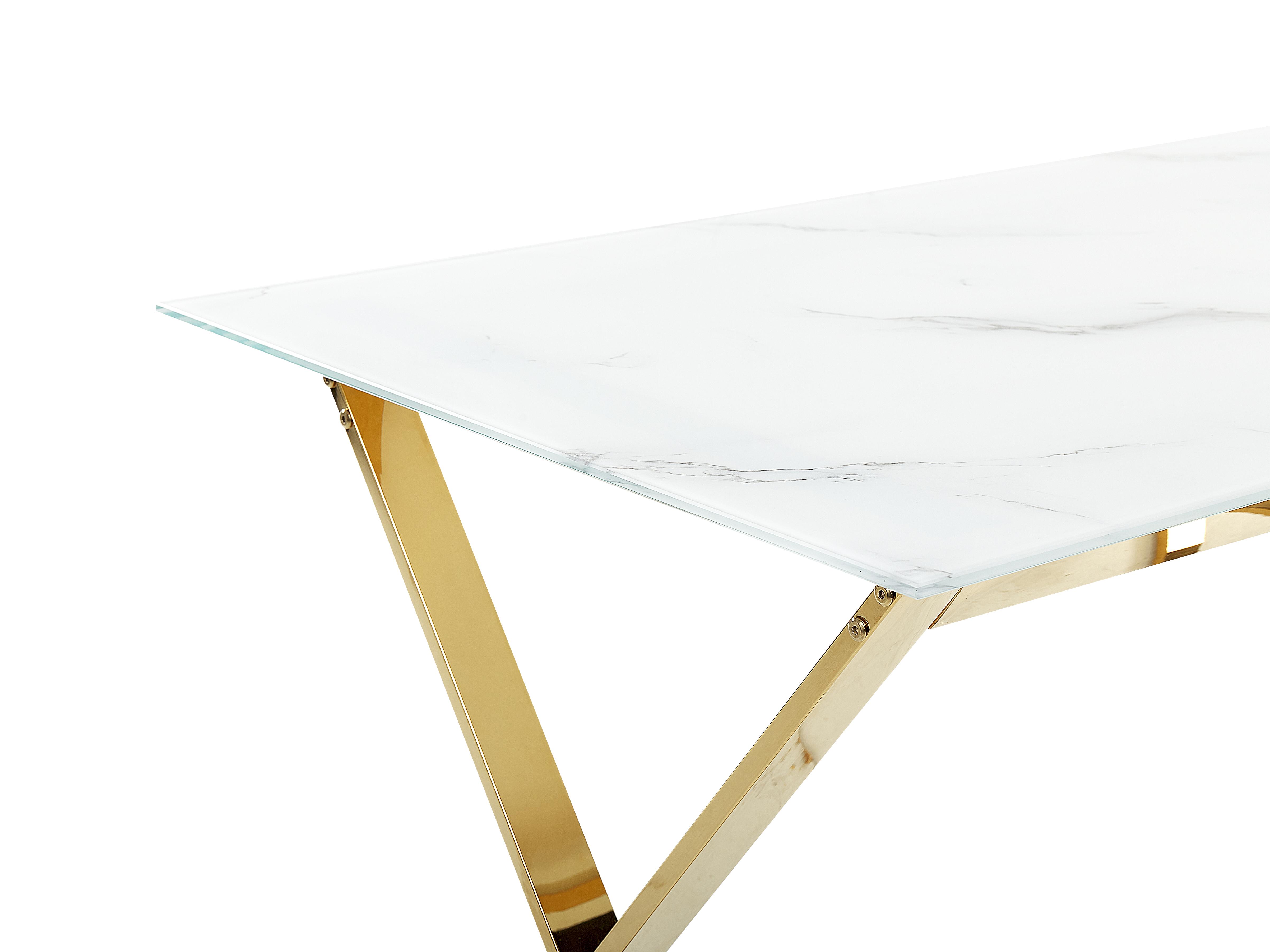 Eettafel ATTICA Marmer/goud 70 cm Veiligheidsglas 120 cm