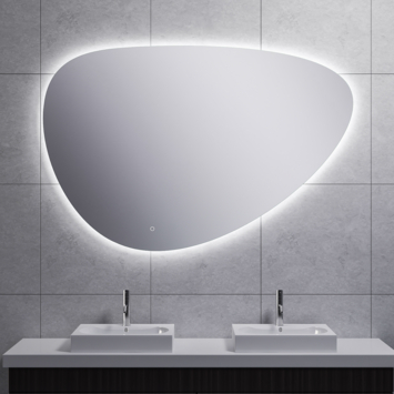 Marho Huevo organische badkamerspiegel met verlichting en verwarming dimbaar Ø 140 cm
