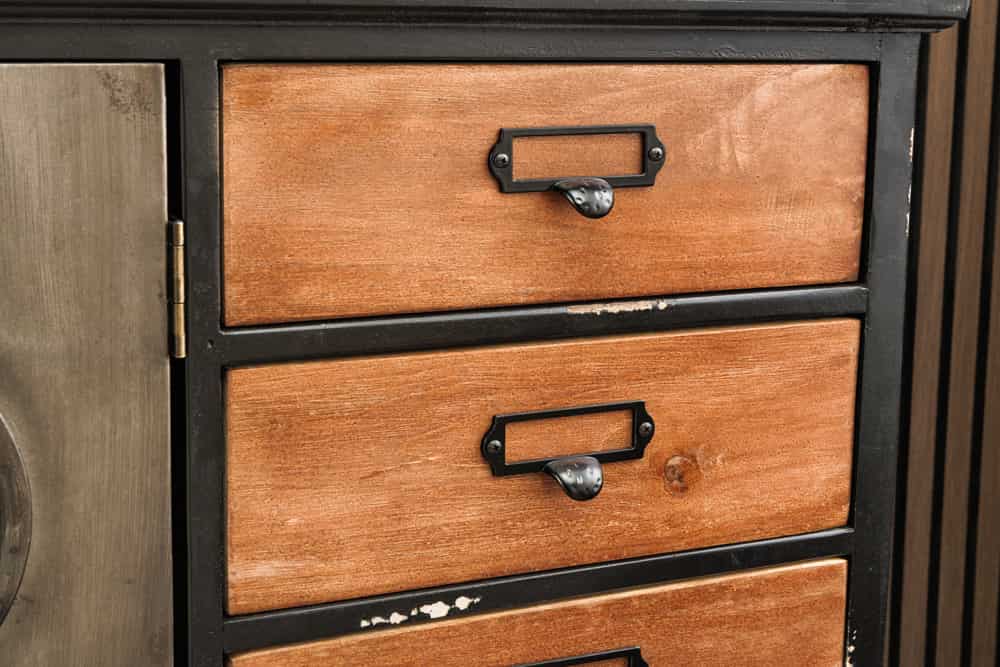 Industrial Sideboard NAUTILUS 105cm braun schwarz grau Pinienholz Metall Vintage-Look