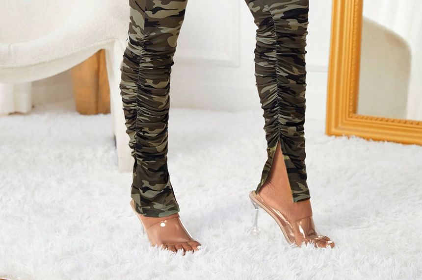 Miss Adams - Legging met hoge taille en camouflageprint