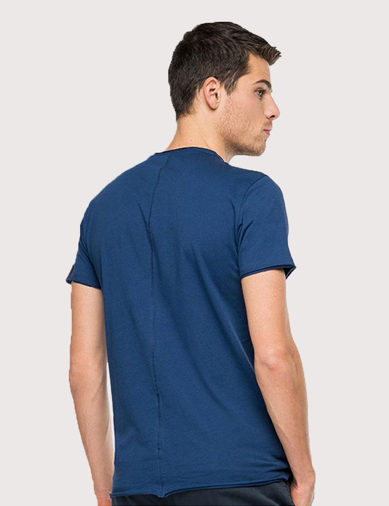 REPLAY T-SHIRT COL ROND COTON STEEL BLUE