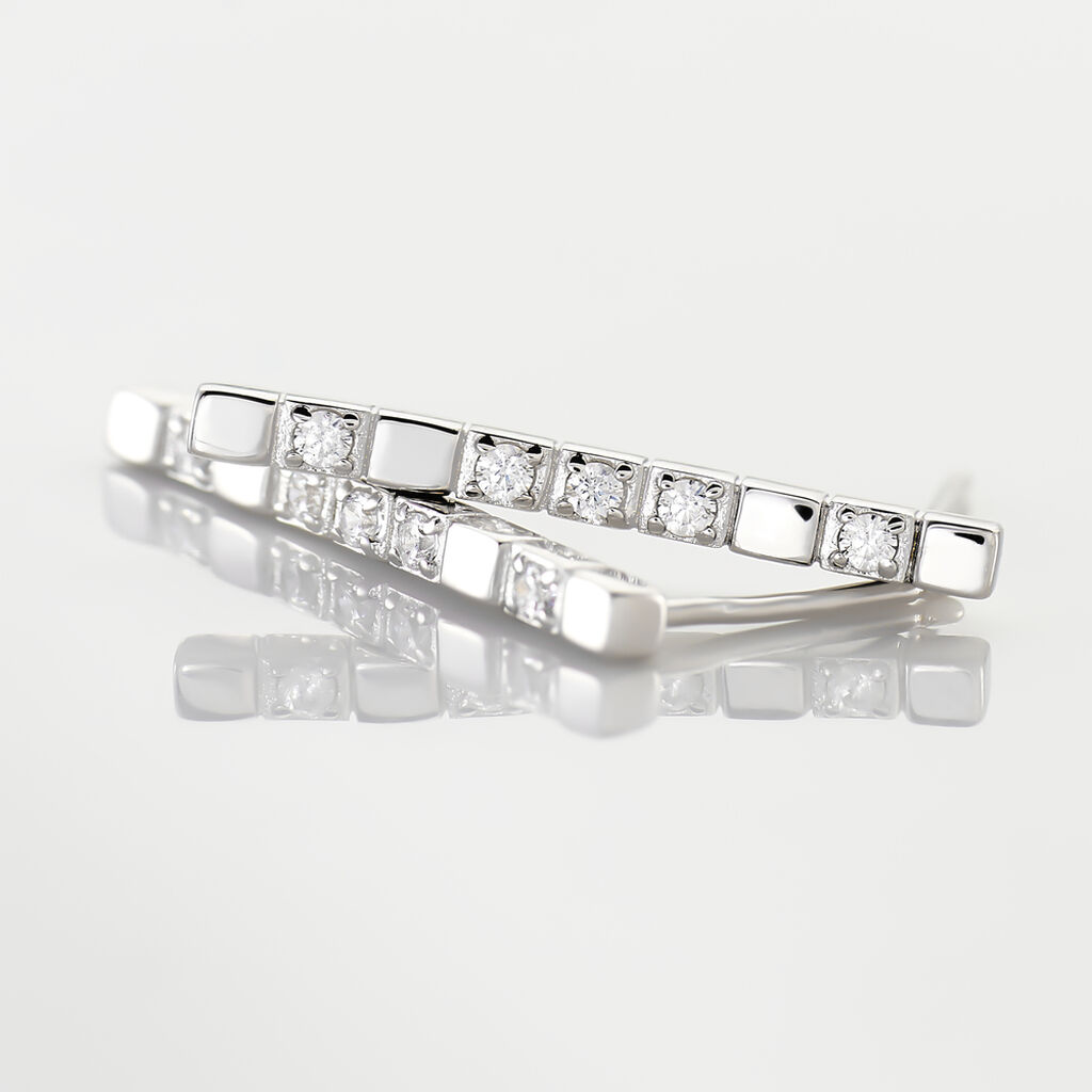 Boucles D'oreilles Pendantes Fimia Argent Blanc Oxyde De Zirconium