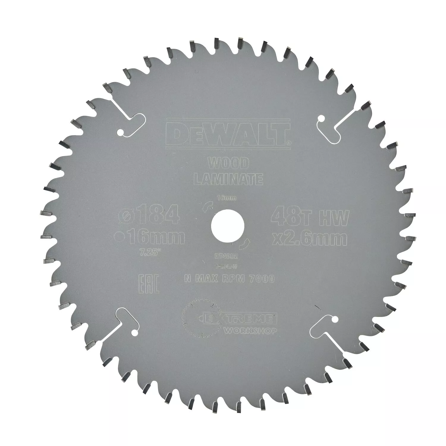 DeWALT DT4092 Extreme Cirkelzaagblad - 184 x 16 x 48T - Hout / Laminaat