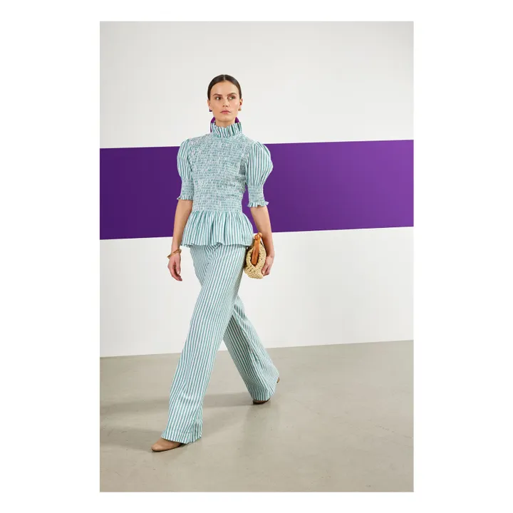 Maria de la Orden Blouse Manches Courtes Aleria Rayures | Vert