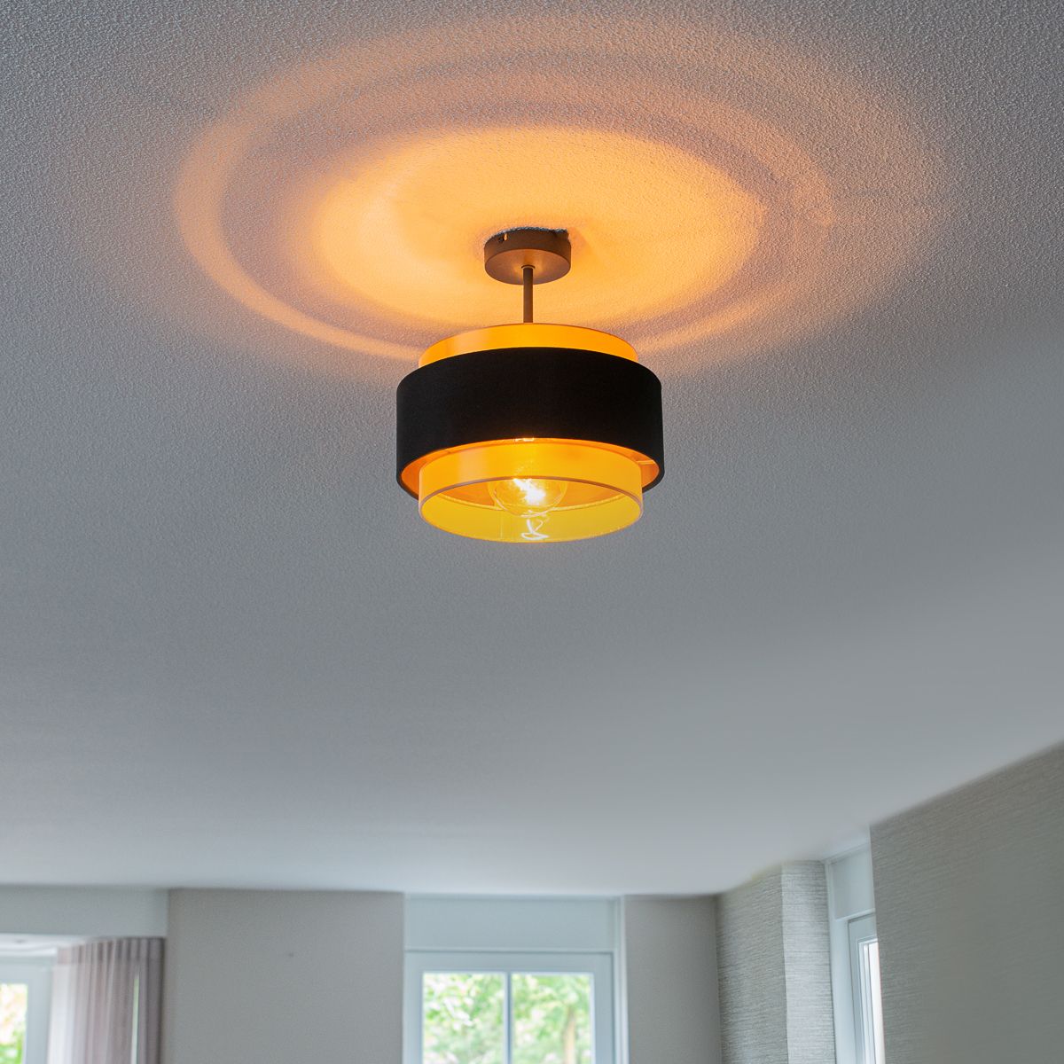 Moderne plafondlamp zwart met goud - Elif