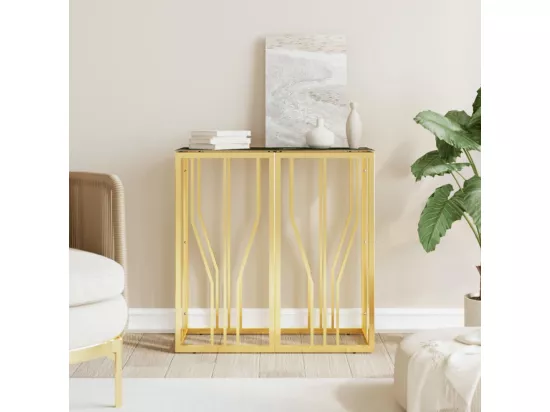 Table console doré 70x30x70 cm acier inoxydable et verre