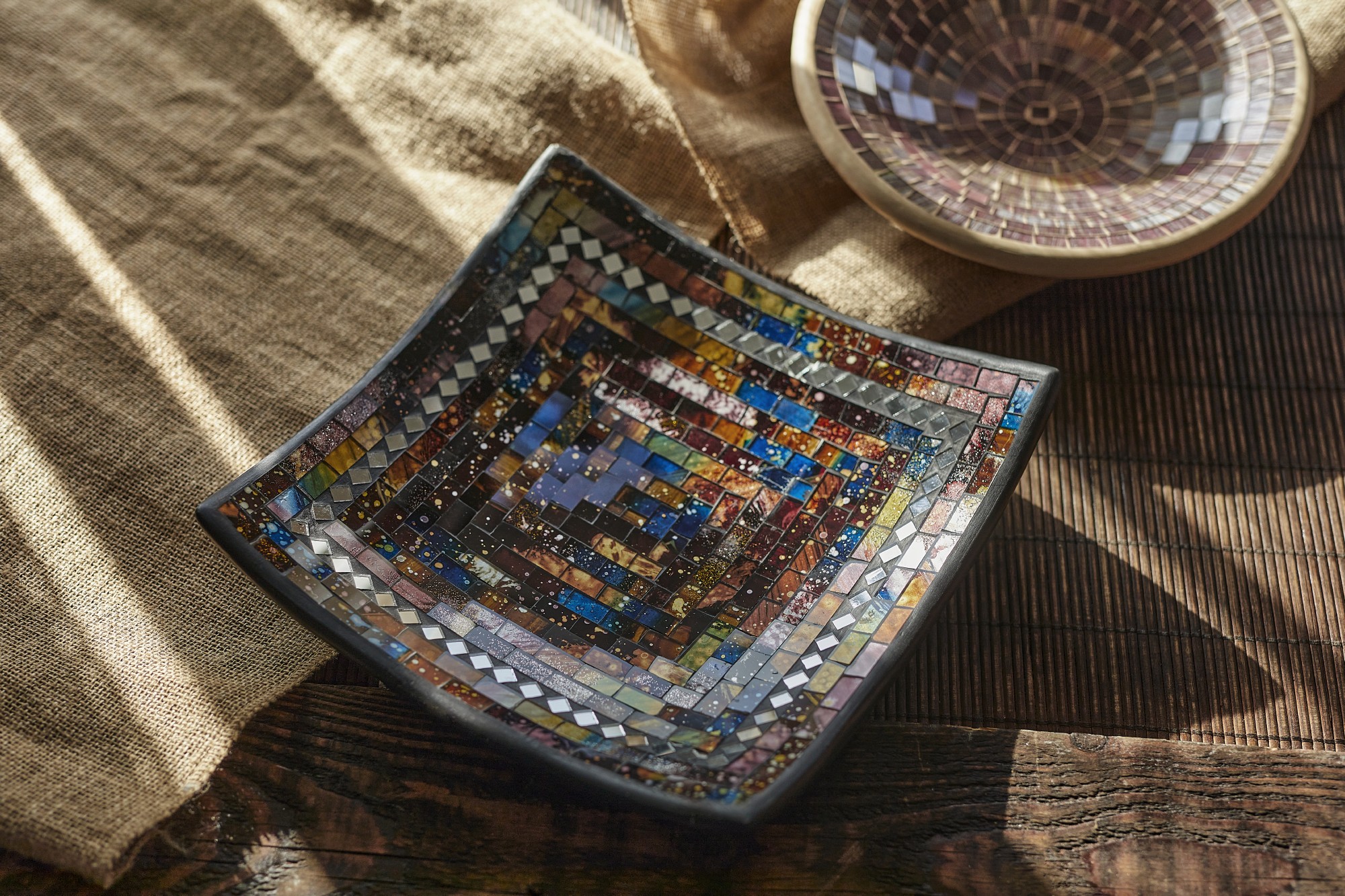3er-Set Mosaikteller 'Spices', schwarz, braun von fischer's lagerhaus