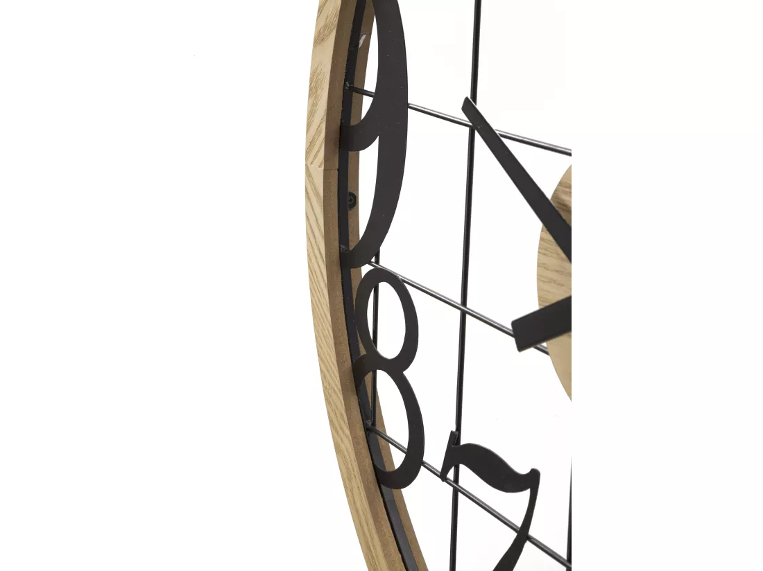 Horloge Murale numbers - Métal et Bois, Design Carré et Régulier, Ø 60 x 2,5 cm