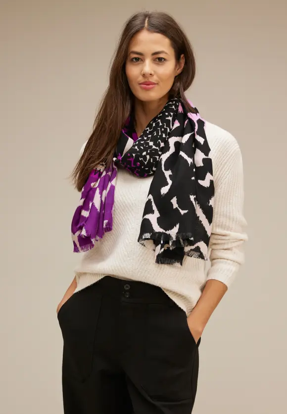 Cosy Print Longschal - deep pure lilac