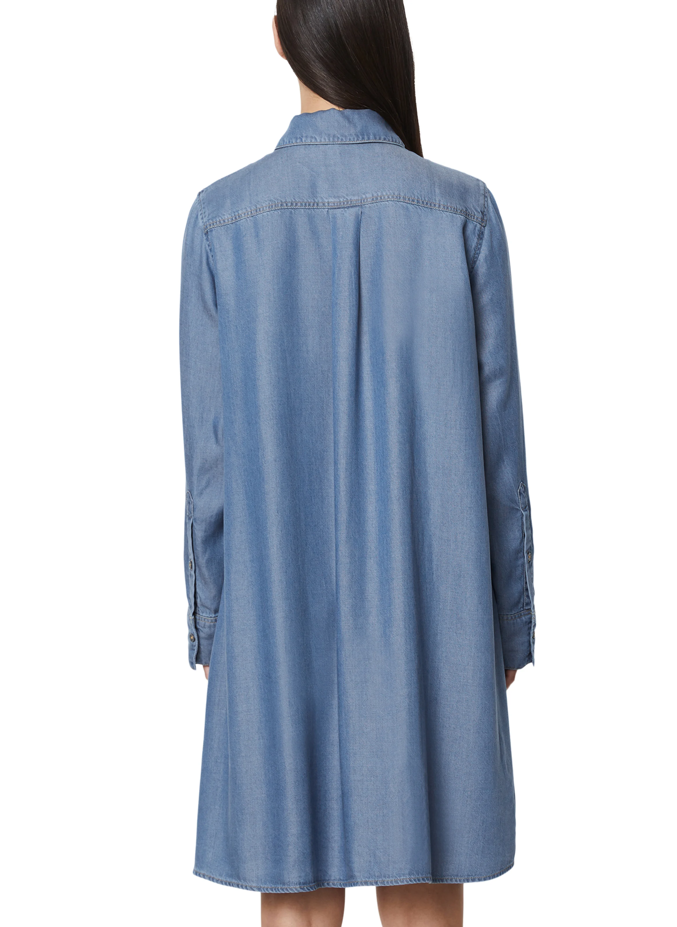 Robe courte denim col classique| Bleu