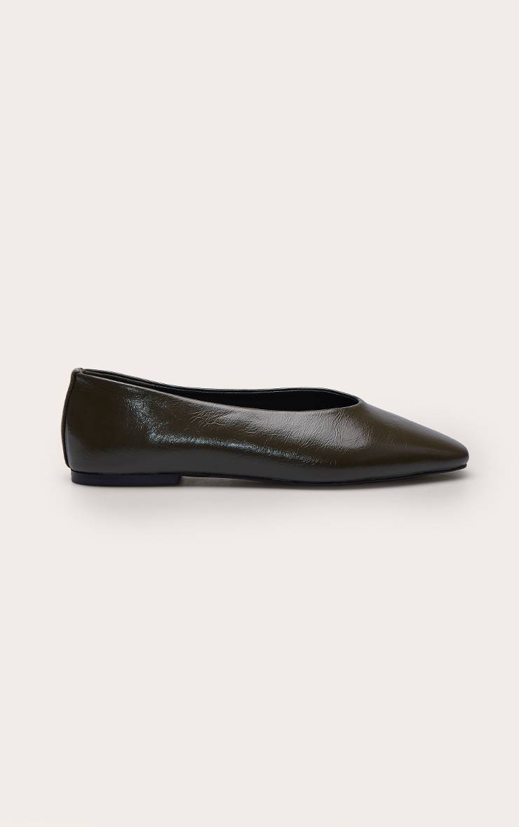 Vert Olive Ballerine À Bout Effilé En Synthétiquecuir