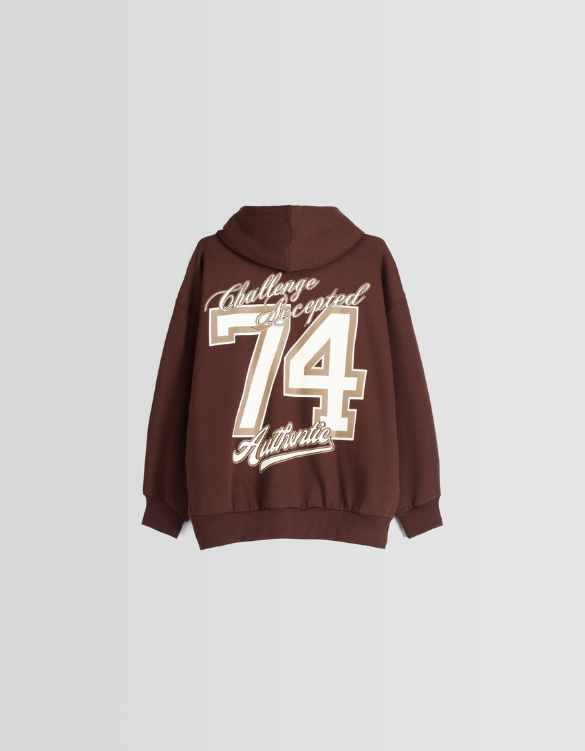 Moletom oversized com zíper e estampa